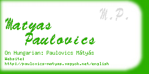 matyas paulovics business card
